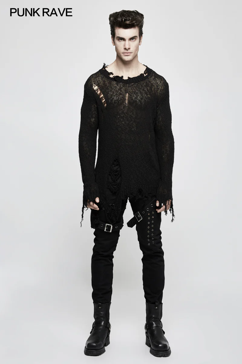 Thinner Yarn Loose Punk Sweaters Pullover With Decadence Feeling - Image 6