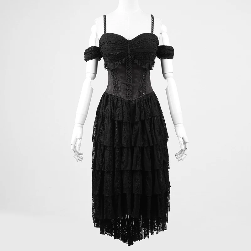 Unique Design Decadent Black Rock Gothic Dresses - Image 4