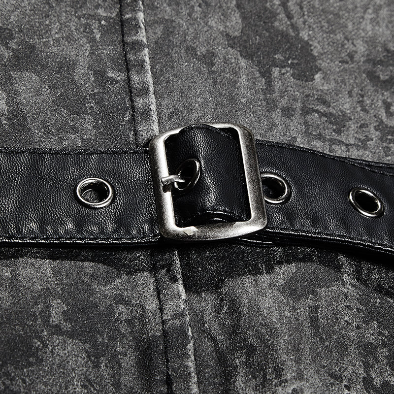 V Collar Punk Vest With Metal Carving Buttons In The Front - Image 15