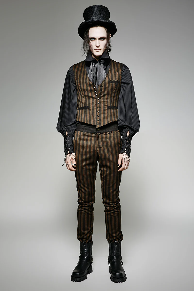 V Collar Punk Vest With Metal Carving Buttons In The Front - Image 17