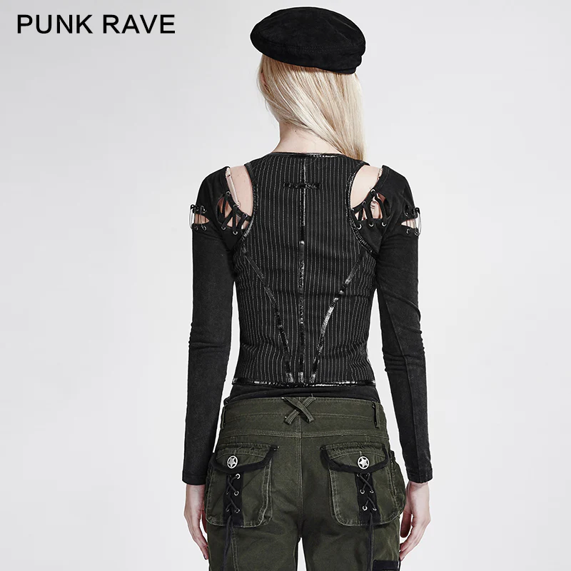 Vertical Stripes Shaped Punk Vest For Ladies - Image 3