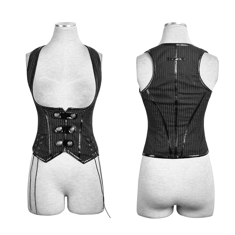Vertical Stripes Shaped Punk Vest For Ladies - Image 5