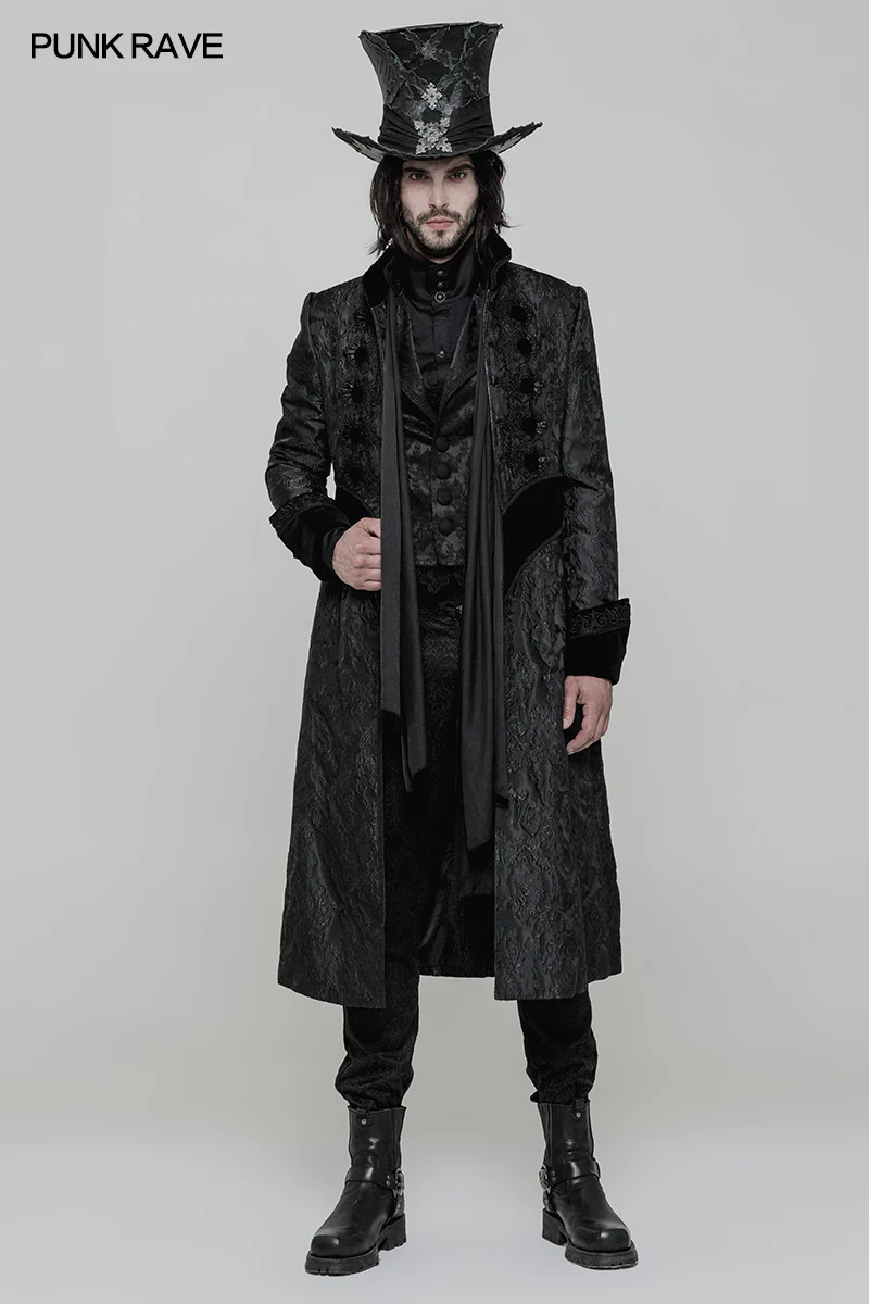 Victoria Gorgeous Long Gothic Coat Stereo Jacquard Men Jacket - Image 6