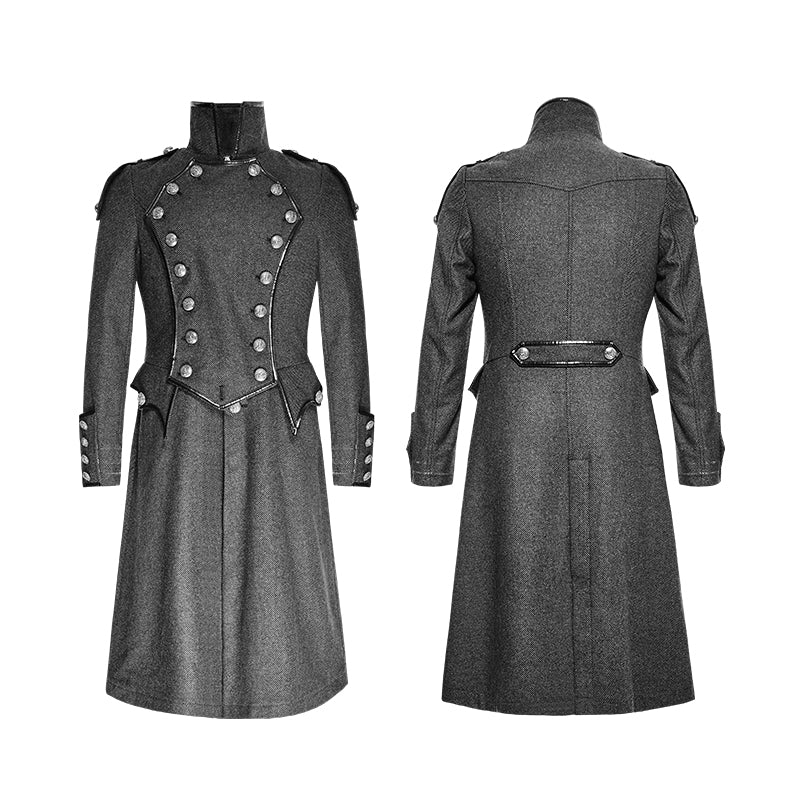 Vintage Long Gothic Trench Coats For Men - Image 4
