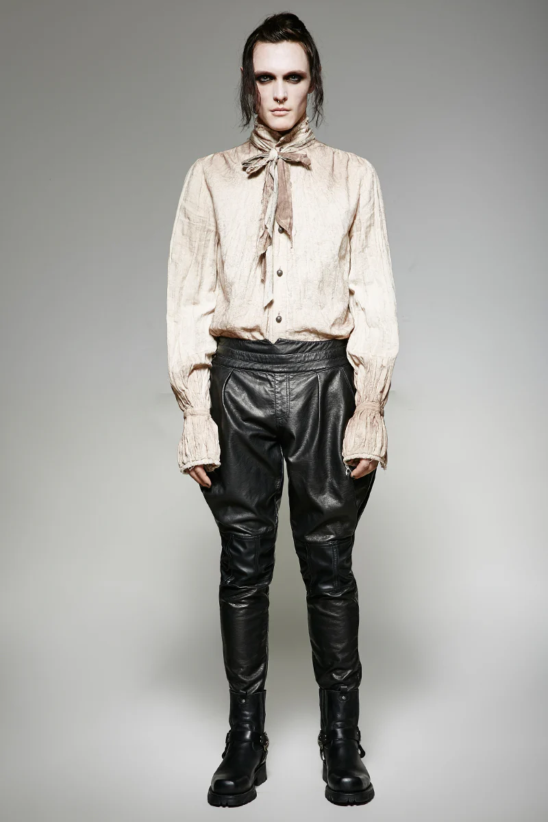 Vintage Painting Punk Shirts With A High Quality Linen Tie - Image 12