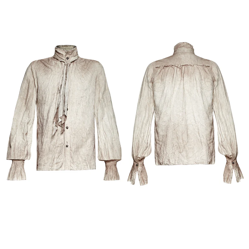 Vintage Painting Punk Shirts With A High Quality Linen Tie - Image 9