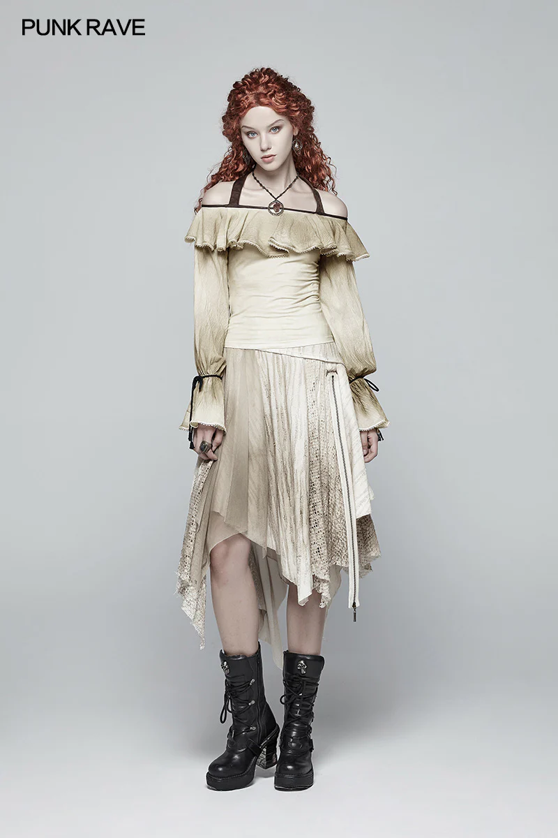 Vintage Steam Punk Asymmetric Lace Half Skirt - Image 10