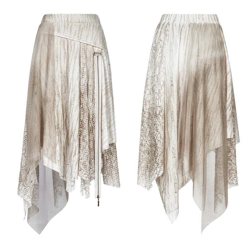 Vintage Steam Punk Asymmetric Lace Half Skirt - Image 11
