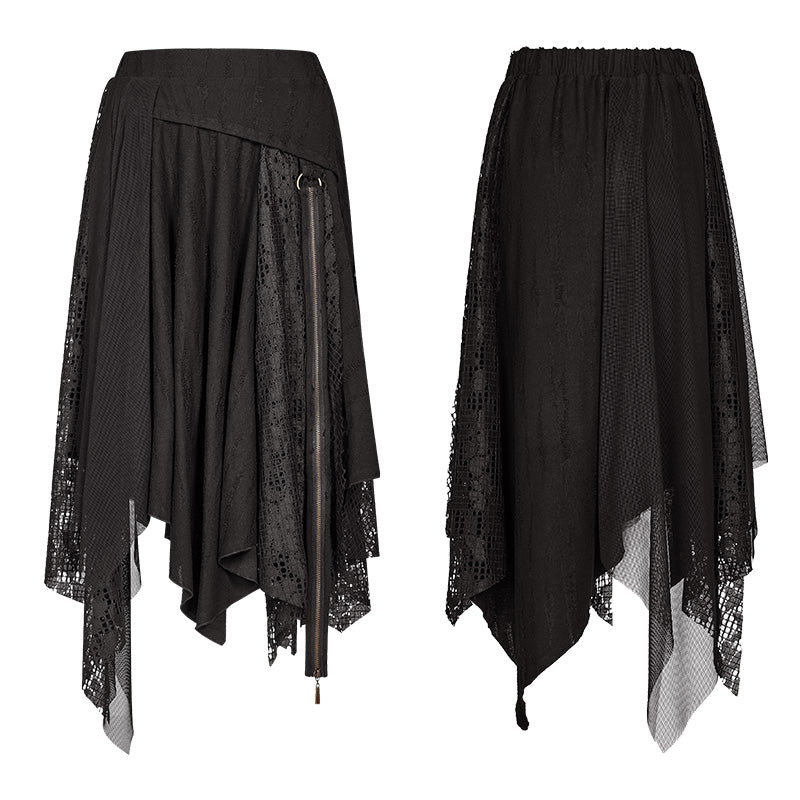 Vintage Steam Punk Asymmetric Lace Half Skirt - Image 5