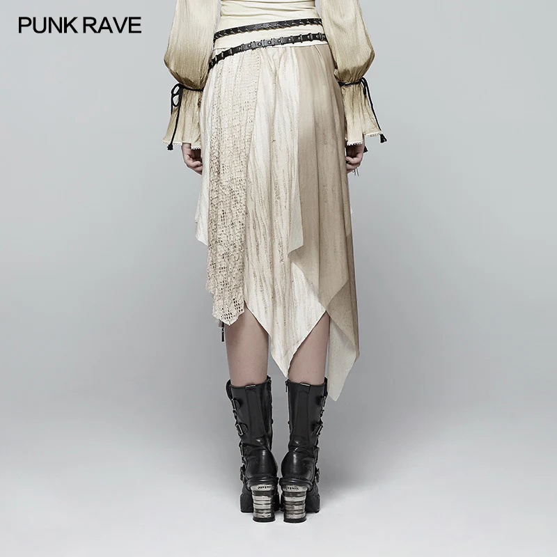 Vintage Steam Punk Asymmetric Lace Half Skirt - Image 9