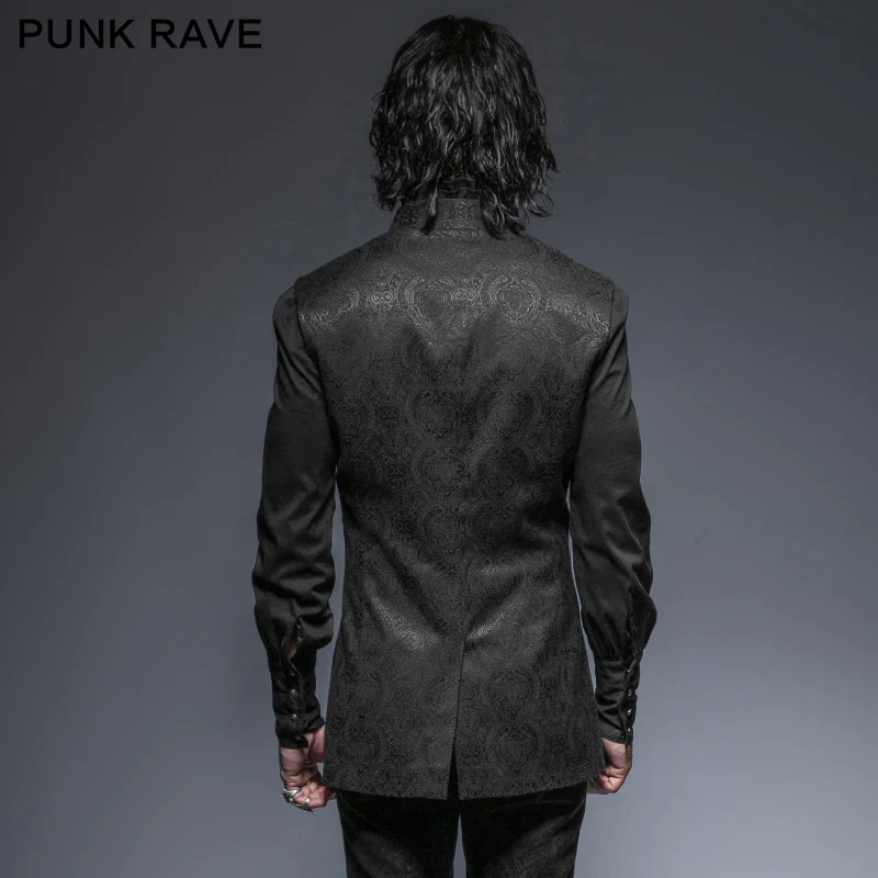 Winter Luxury Flower Pattern Gothic Vest With Stand-up Collar - Image 3