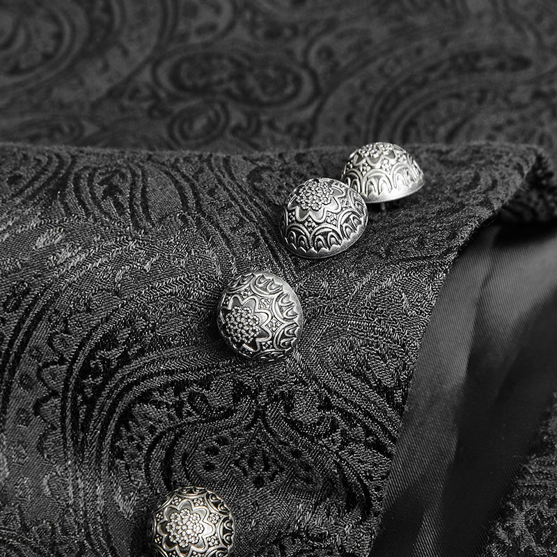 Winter Luxury Flower Pattern Gothic Vest With Stand-up Collar - Image 5