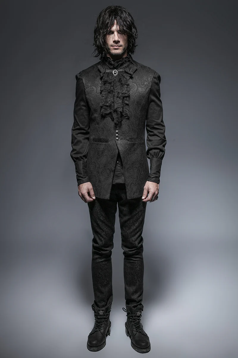 Winter Luxury Flower Pattern Gothic Vest With Stand-up Collar - Image 6