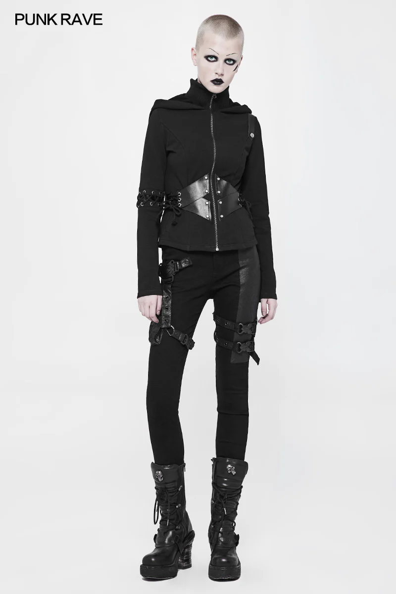 Witch Short Hooded Cardigan Punk Sweater Coat - Image 11