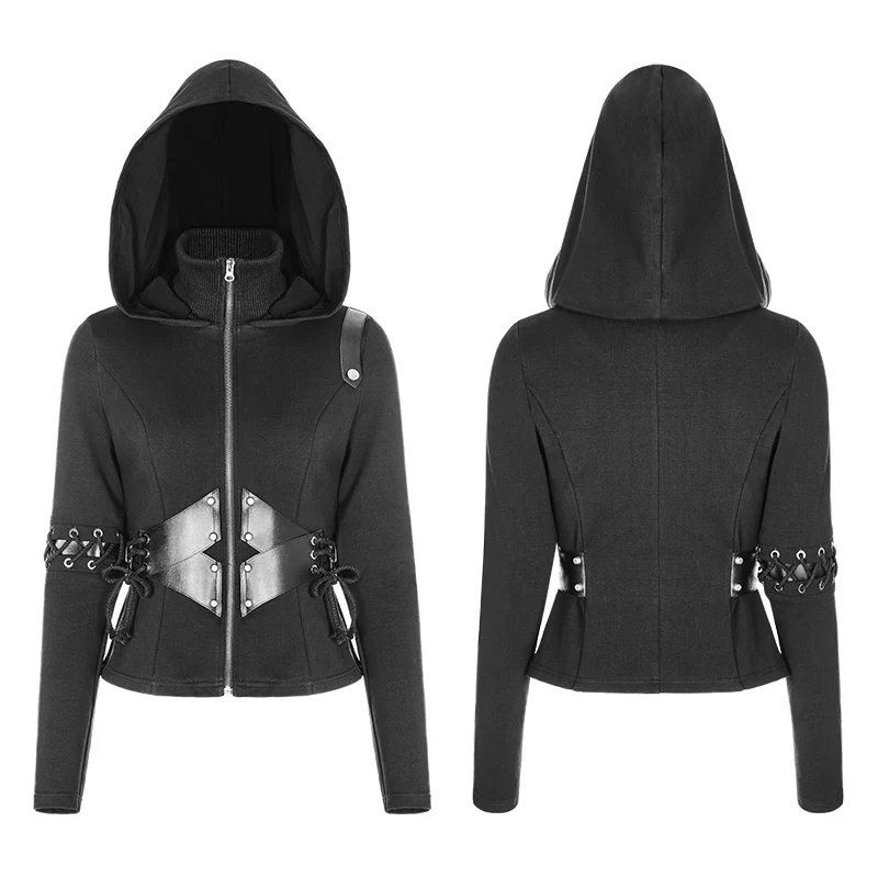 Witch Short Hooded Cardigan Punk Sweater Coat - Image 4