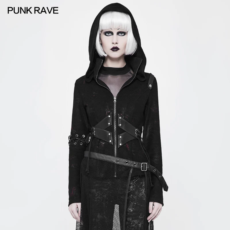Witch Short Hooded Cardigan Punk Sweater Coat - Image 6