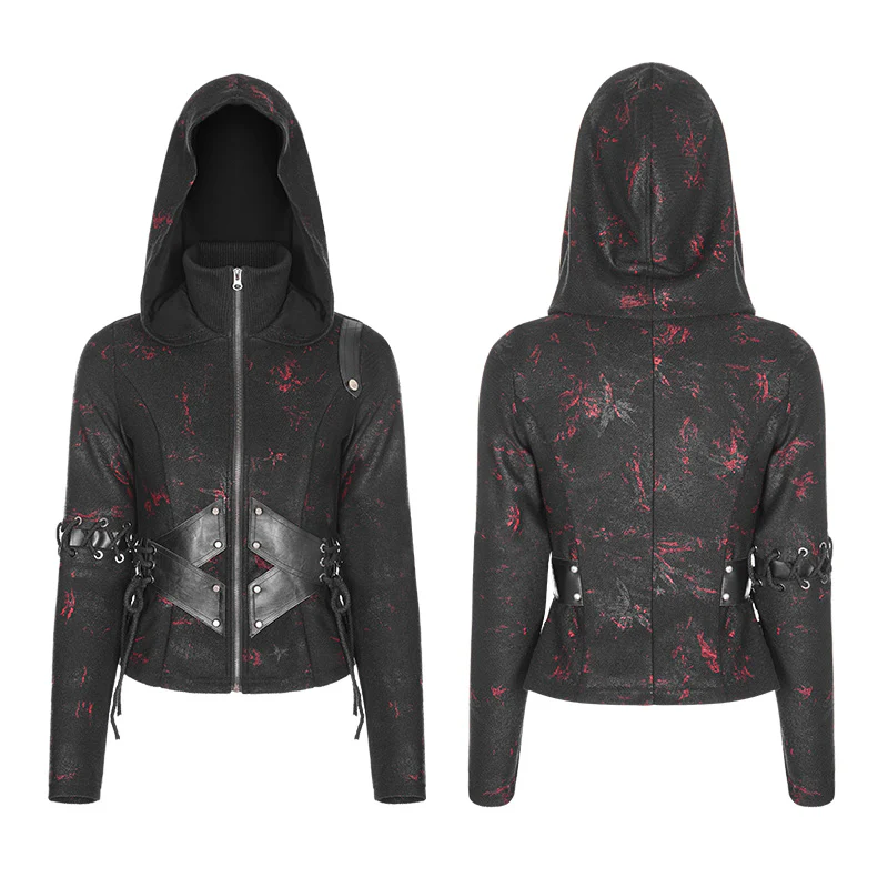 Witch Short Hooded Cardigan Punk Sweater Coat - Image 9