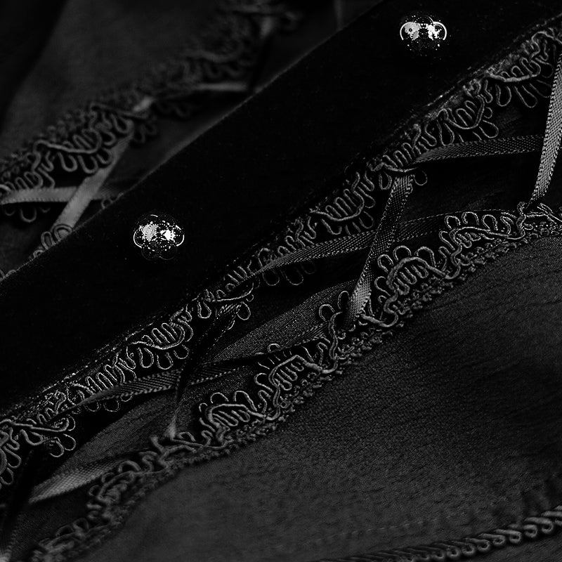 Women Chiffon Lace Fabric Gothic Shirt Lolita Blouse With Unique Sleeve - Image 5