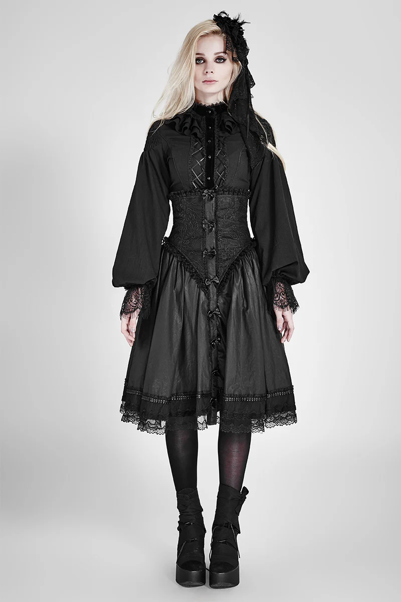 Women Chiffon Lace Fabric Gothic Shirt Lolita Blouse With Unique Sleeve - Image 6