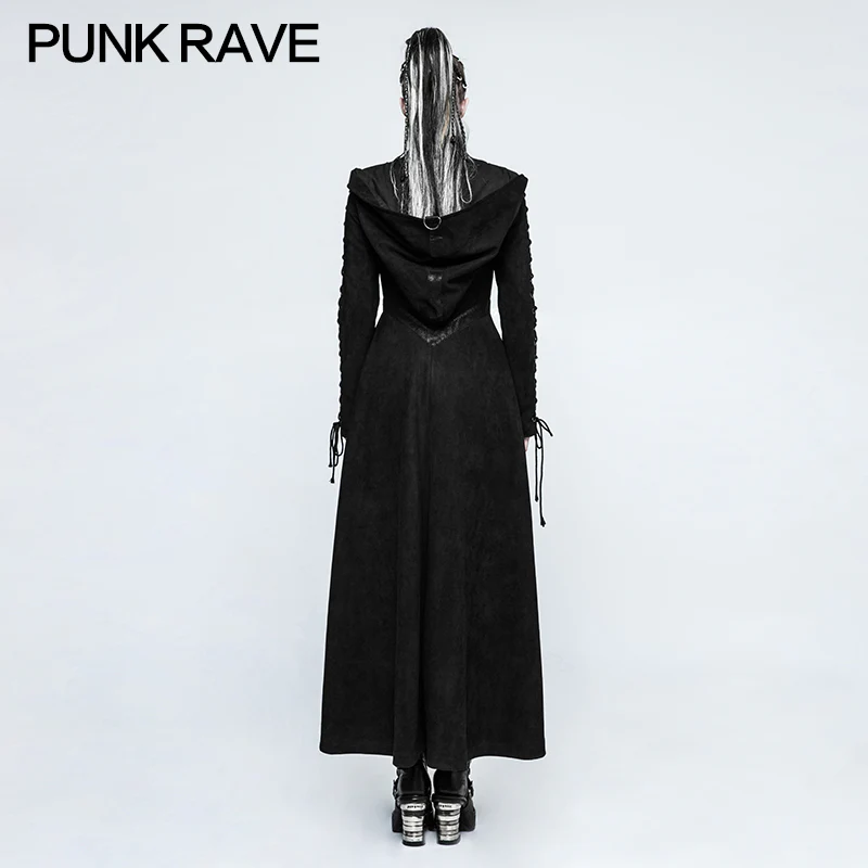Women Dark Angel Long Gothic Coat Hooded Fake Two Piece - Image 3