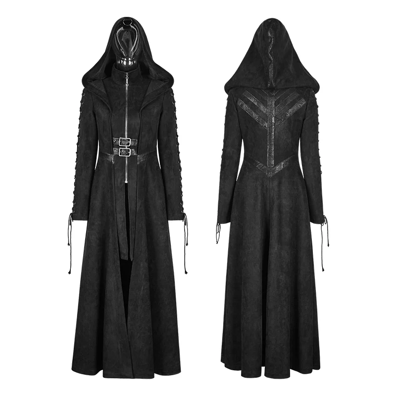 Women Dark Angel Long Gothic Coat Hooded Fake Two Piece - Image 4
